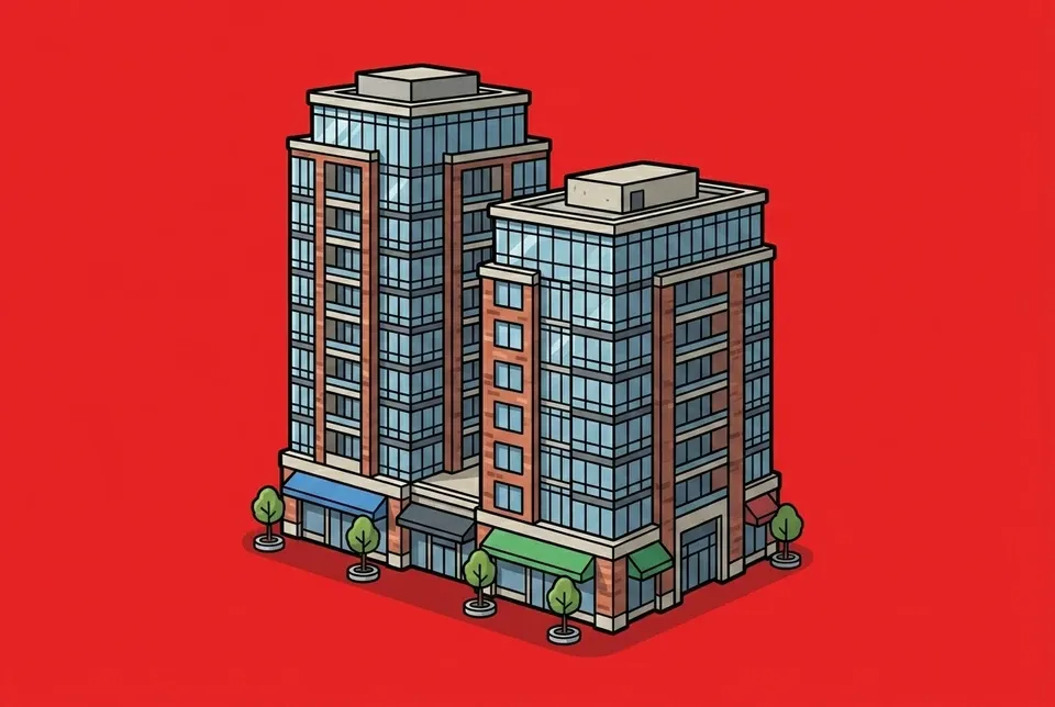 Cartoon illustration of Ballston, Virginia