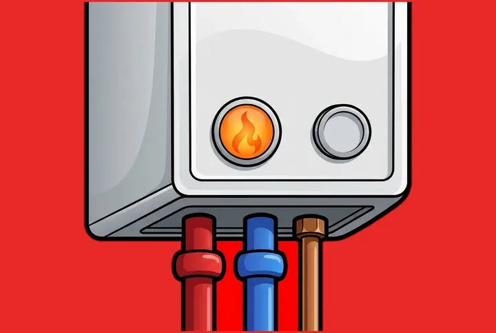 Wall-mounted home boiler with hot and cold supply pipes