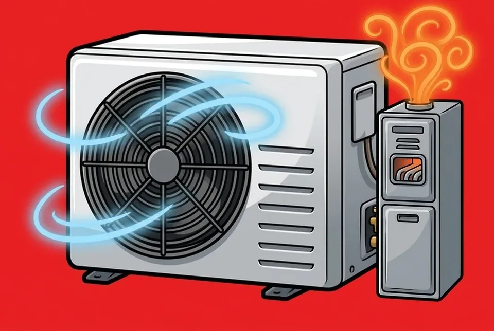 A dual-fuel system with a heat pump and a gas furnace