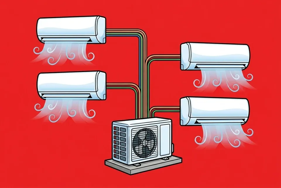 A ductless multi-zone mini-split with several indoor heads