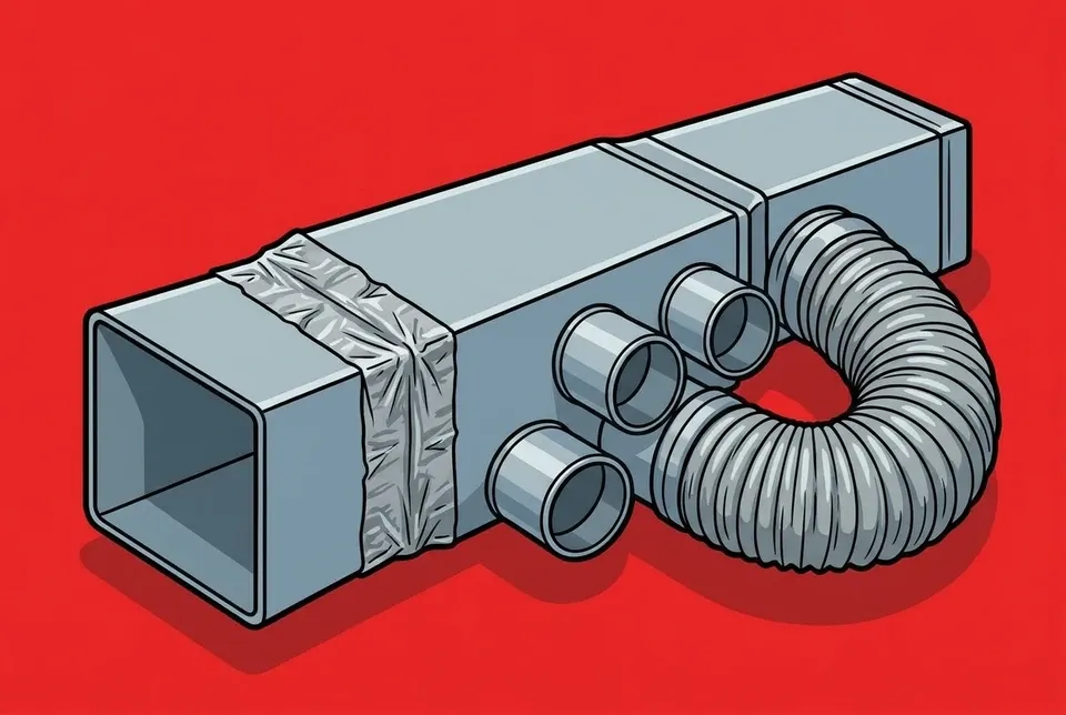 A section of HVAC ductwork with sealed seams
