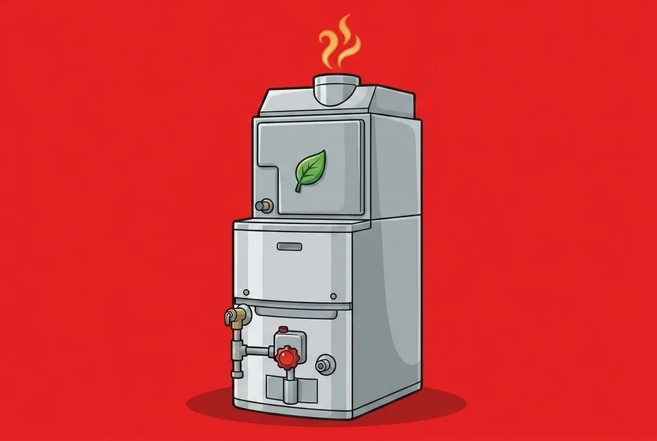 A new high-efficiency furnace with a green energy-efficiency emblem