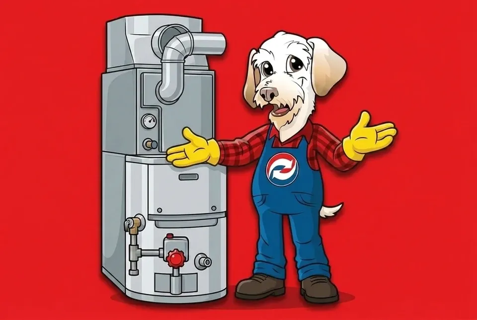 A newly installed high-efficiency home furnace