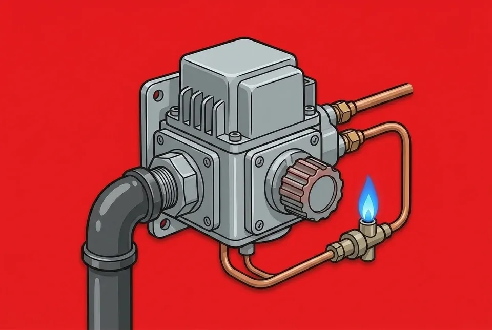 A furnace gas valve with a pilot flame