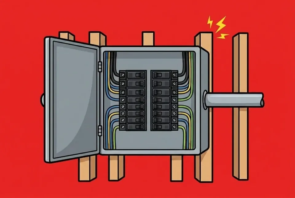 A wall-mounted electrical sub-panel