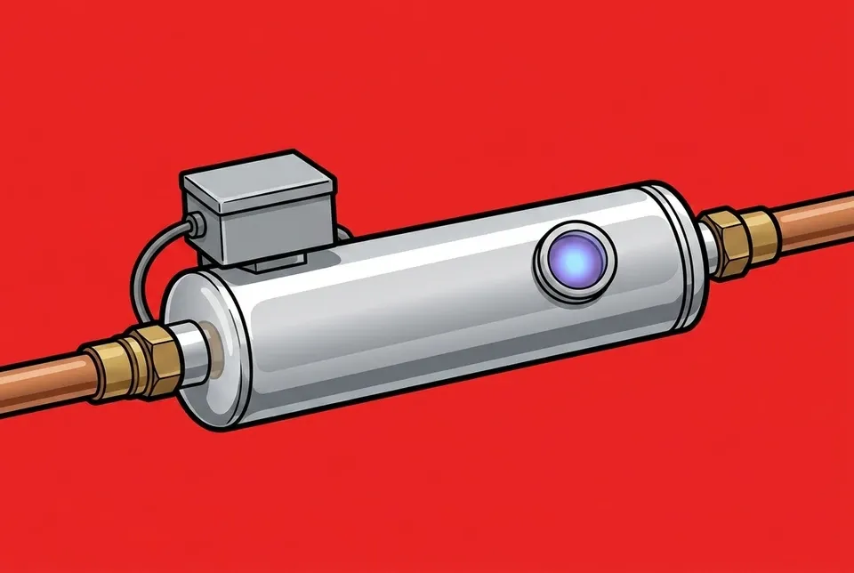 A UV water purification chamber on a water line