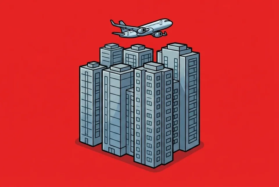 Cartoon illustration of Crystal City, Virginia