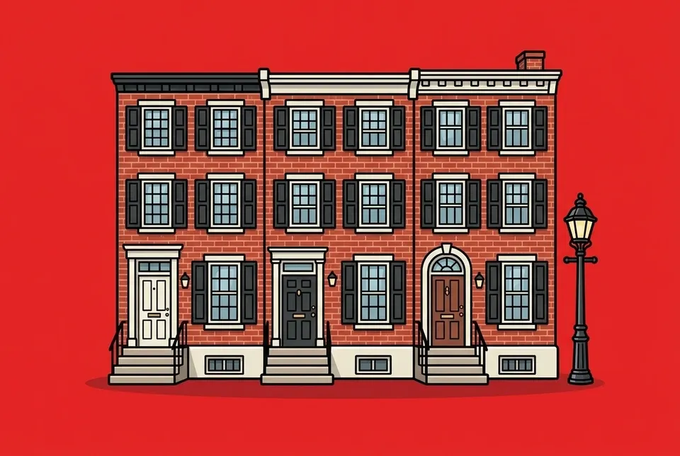 Cartoon illustration of Old Town Alexandria, Virginia