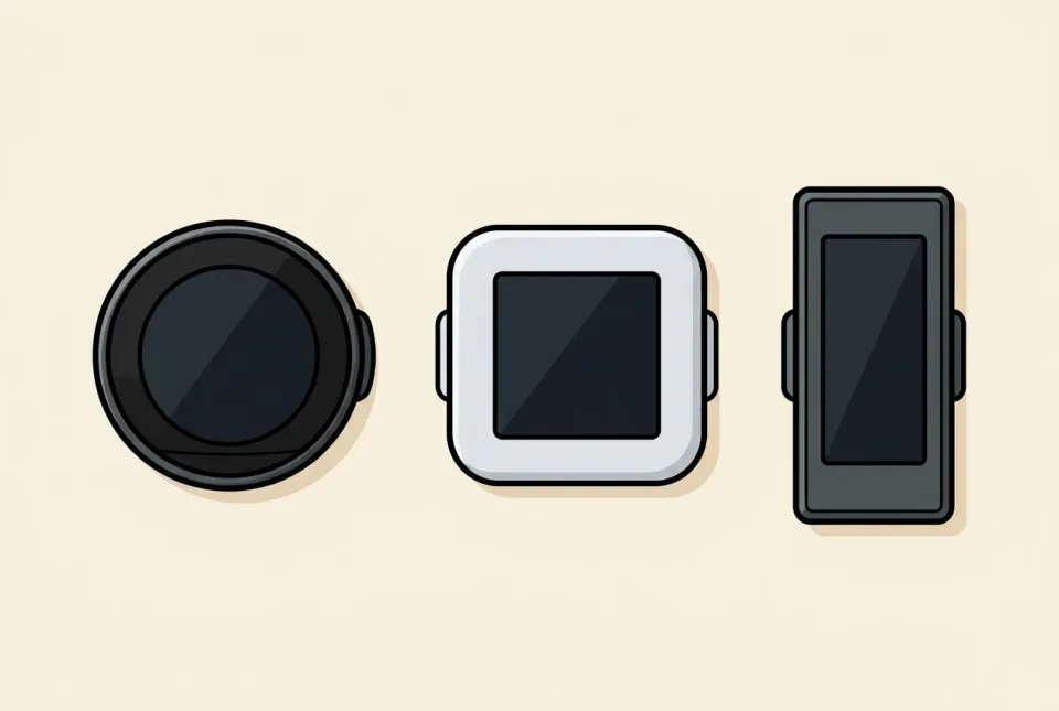 Illustration of three smart thermostat designs side by side
