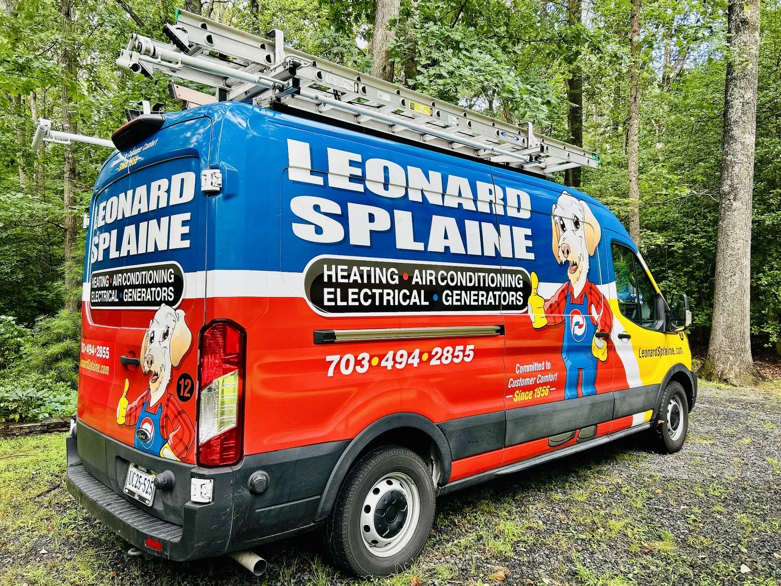A Leonard Splaine service van at a Northern Virginia home