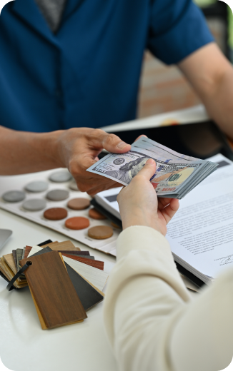 Client pays contractor cash for renovation or construction services.