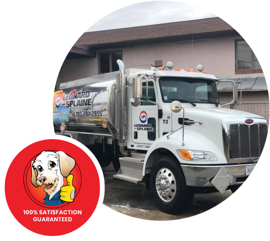 Leonard Splaine heating oil delivery truck ready for home fuel services.